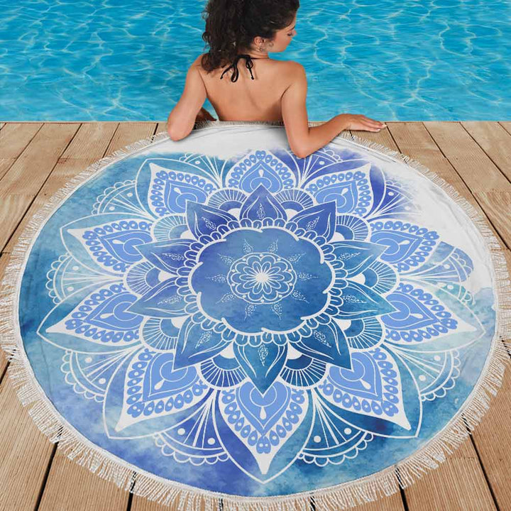 Blue Watercolour Mandala Blue Watercolour Mandala Lightweight Beach Towel