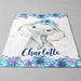 personalised 75x100cm / Blue Flower Baby Elephant - Floral Personalised Squiffy Minky Blanket