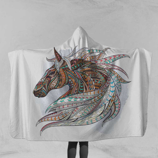 Bohemian Horse Bohemian Horse Hooded Blanket