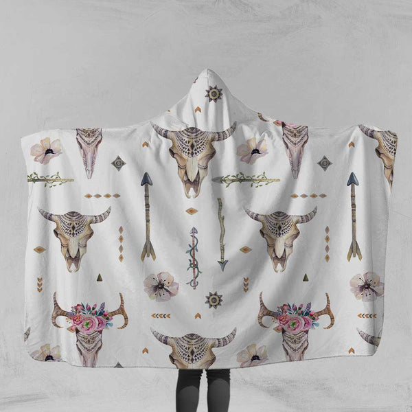 Bohemian Skulls Bohemian Skulls Hooded Blanket