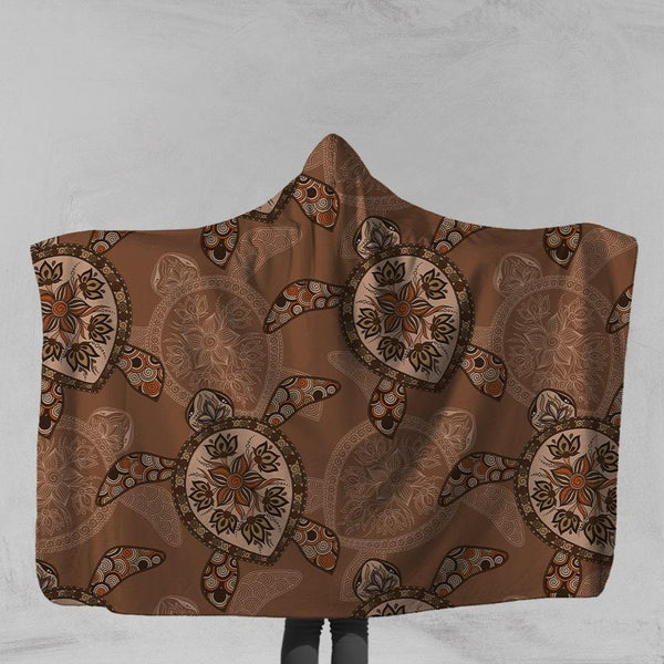 Bohemian Brown Turtles Bohemian Brown Turtles Hooded Blanket