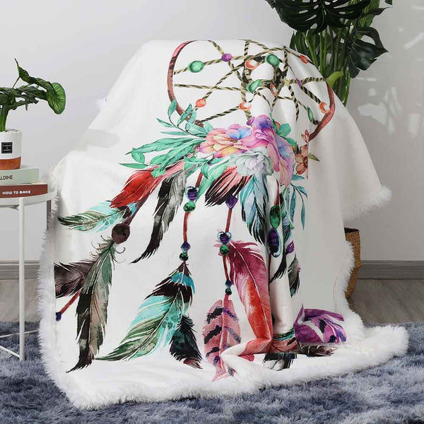 Bohemian Dreamcatcher Plush Sherpa Blankets Bohemian Dreamcatcher Blanket