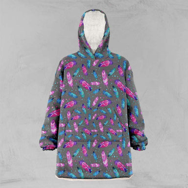 Boho Feathers Oversized Floofy Hoodie - Grey-Boho Feathers-Little Squiffy