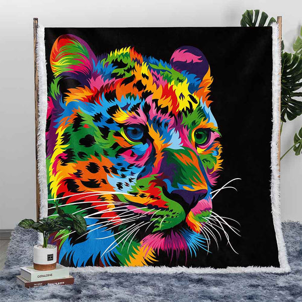 Bright Cheetah Plush Sherpa Blankets Bright Cheetah Blanket