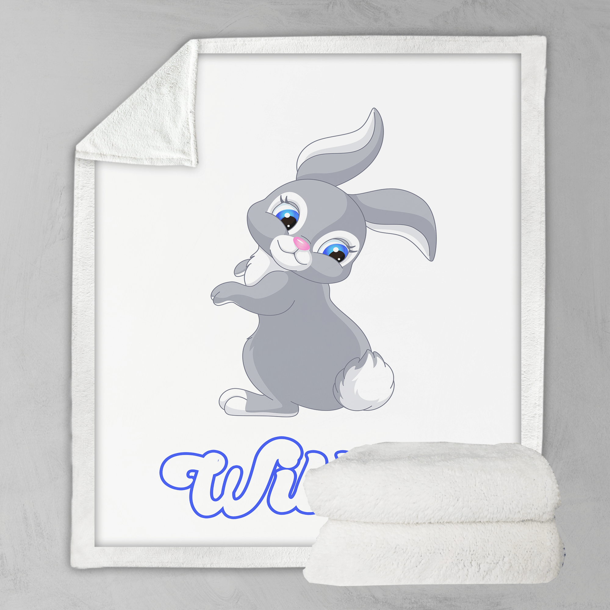 Personalised 75x100cm / Cute Bunny Character Name Personalised Blanket