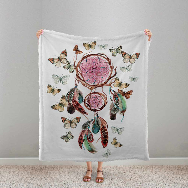 Butterfly Dreamcatcher Plush Sherpa Blankets Butterfly Dreamcatcher Blanket