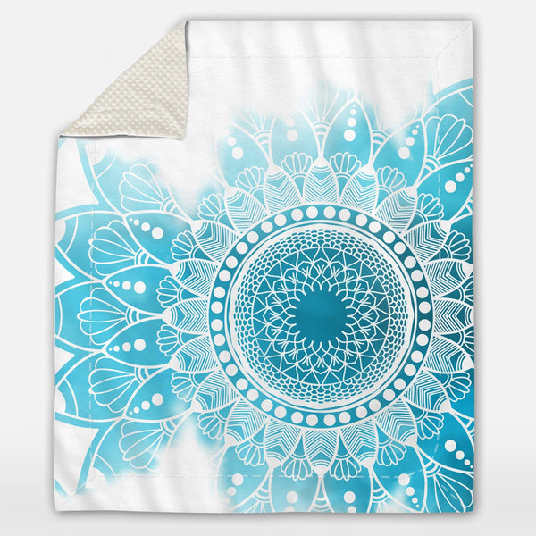 Caribbean Blue Mandala Caribbean Blue Mandala Deluxe Minky Blanket