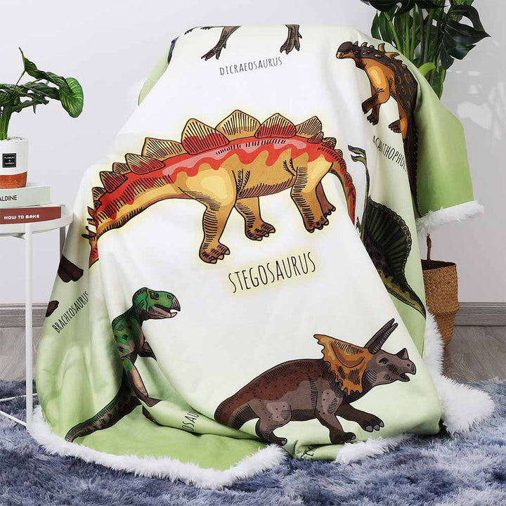 Cartoon Dinosaur's Plush Sherpa Blankets Cartoon Dinosaur's Blanket