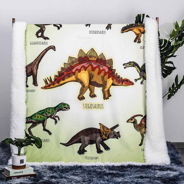 Cartoon Dinosaur's Plush Sherpa Blankets Cartoon Dinosaur's Blanket