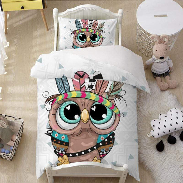 Cartoon Owl Cot Cartoon Owl Quilt Cover Set