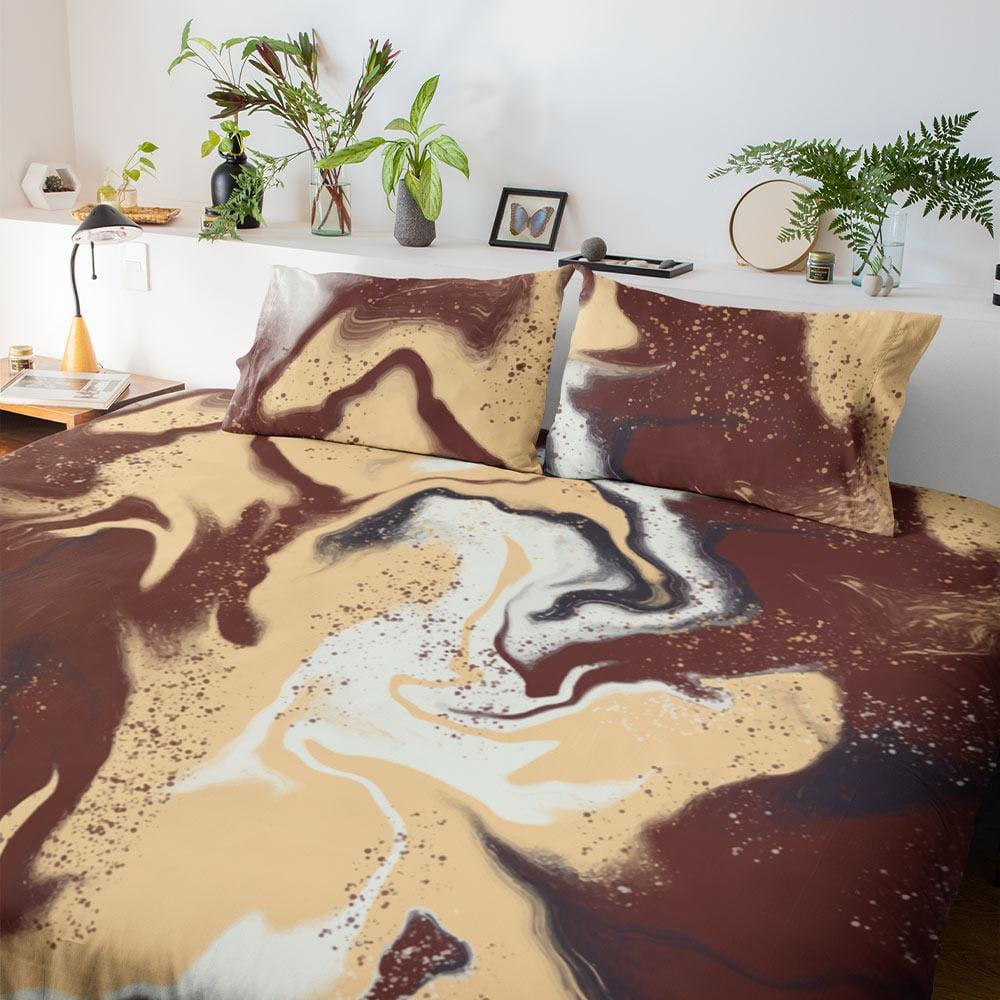 Coffee Marble Quilt Cover Set-Marble-Little Squiffy
