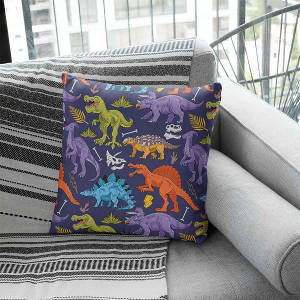 Colourful Dinosaurs Cushion Cover-Colourful Dinosaurs-Little Squiffy
