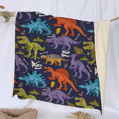 Colourful Dinosaurs Deluxe Minky Blanket-Colourful Dinosaurs-Little Squiffy