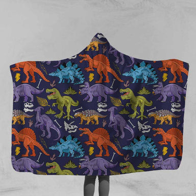 Colourful Dinosaurs Hooded Blanket-Colourful Dinosaurs-Little Squiffy