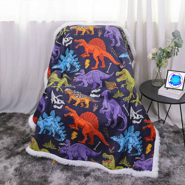 Colourful Dinosaurs Plush Sherpa Blankets Colourful Dinosaurs Blanket