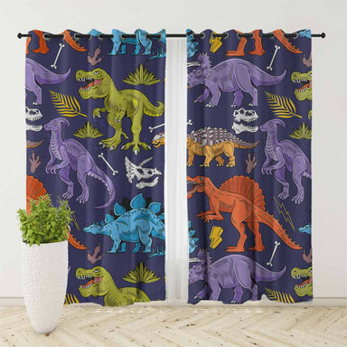 Colourful Dinosaurs Curtain Set-Colourful Dinosaurs-Little Squiffy