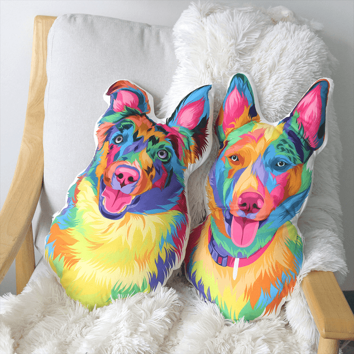 Custom Portrait Pet Pillow Custom Pet Pawtrait Pillow - Pop Art