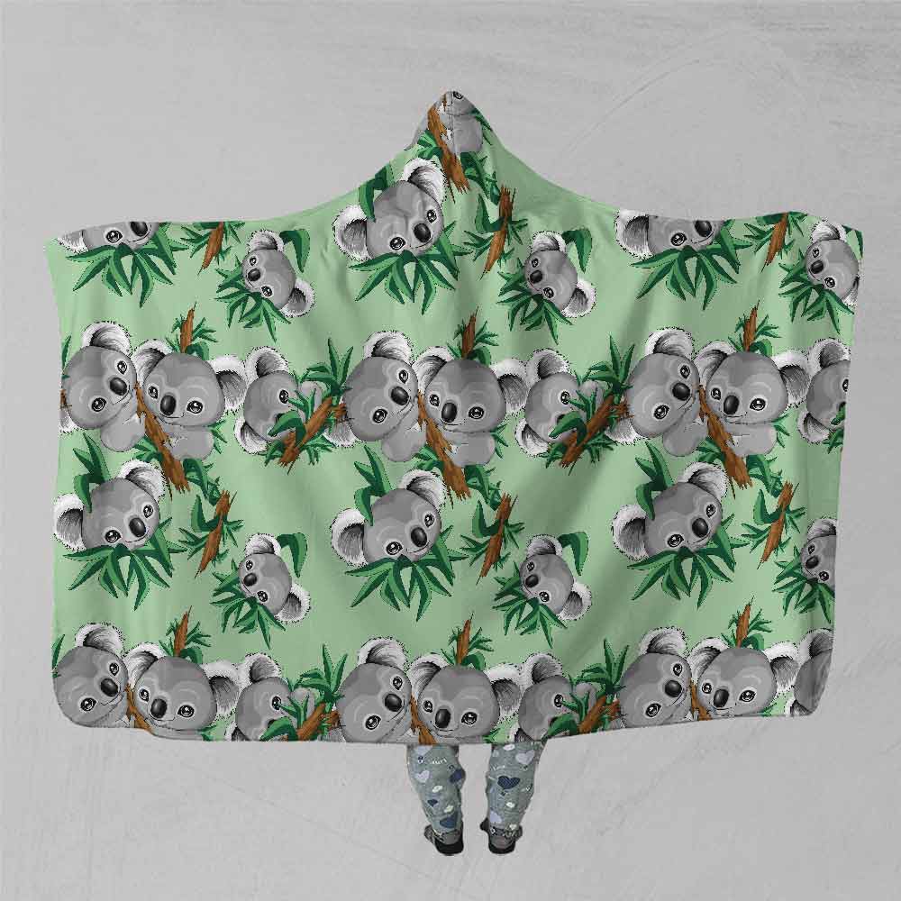 Cute Koalas Hooded Blanket Australia Blanket With Hoodie Little Squiffy