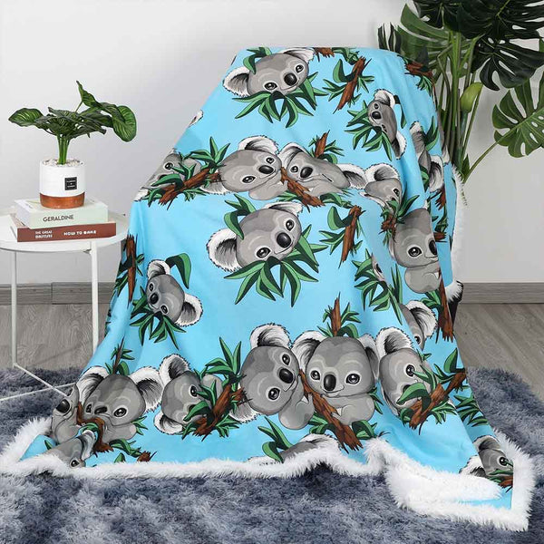Cute Koalas Plush Sherpa Blankets Cute Koalas Blanket - Blue
