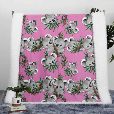 Cute Koalas Plush Sherpa Blankets Cute Koalas Blanket - Pink