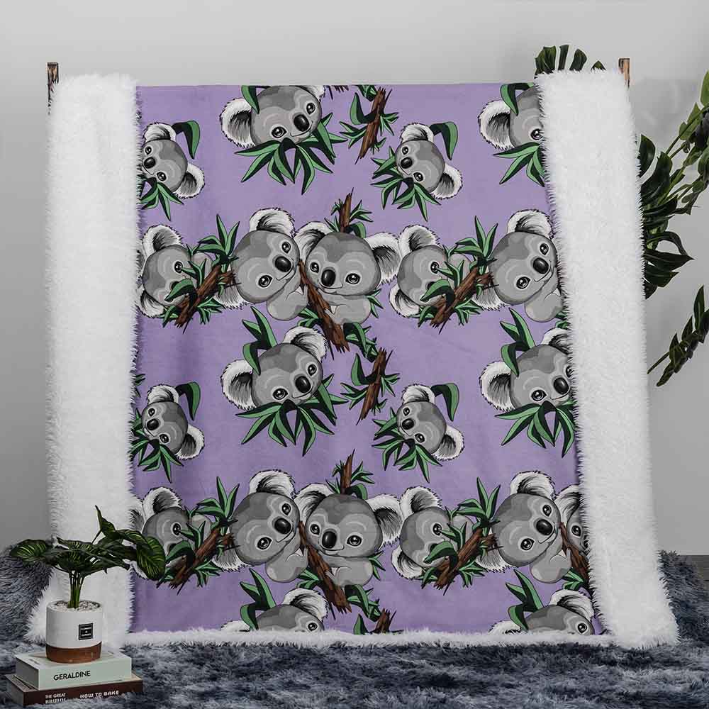 Cute Koalas Sherpa Blanket Purple Online Australia Afterpay — Little