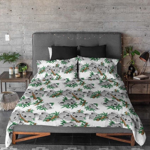 Cute Koalas Quilt Cover Set - White-Cute Koalas-Little Squiffy