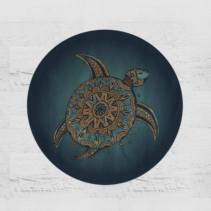 Deep Sea Turtle Deep Sea Turtle Round Minky Blanket