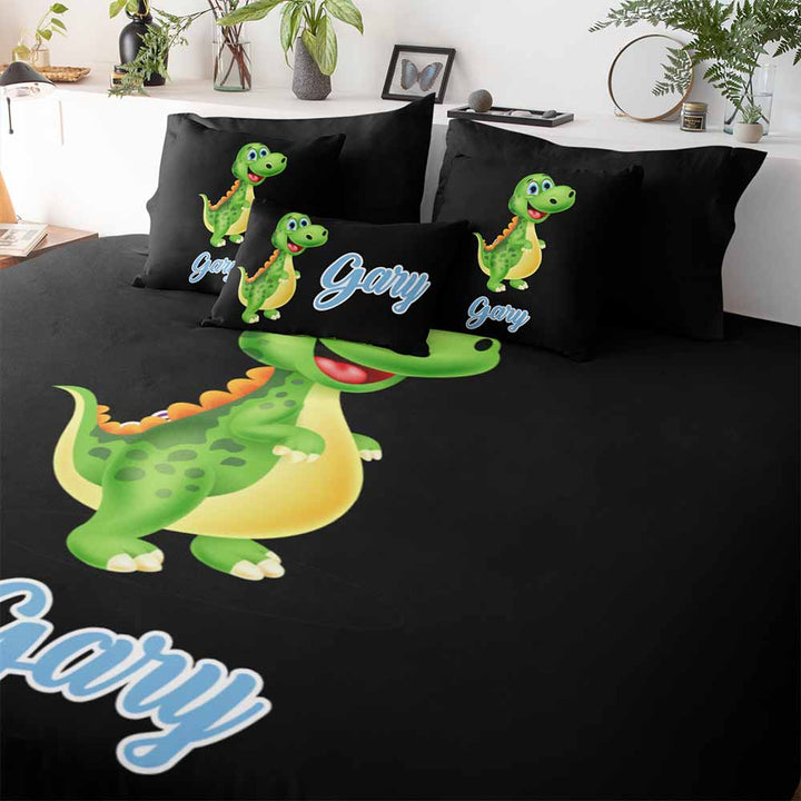 Personalised Cot / Single Dinosaur Character Name Personalised Quilt Cover Set