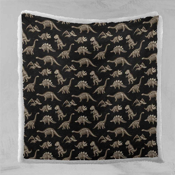 Dinosaur Fossils Blanket - Black-Dinosaur Fossils-Little Squiffy