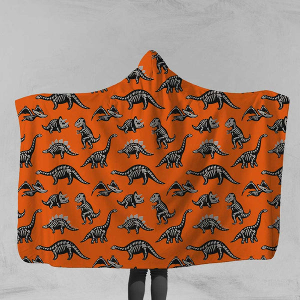 Dinosaur Fossils Dinosaur Fossils Hooded Blanket - Orange