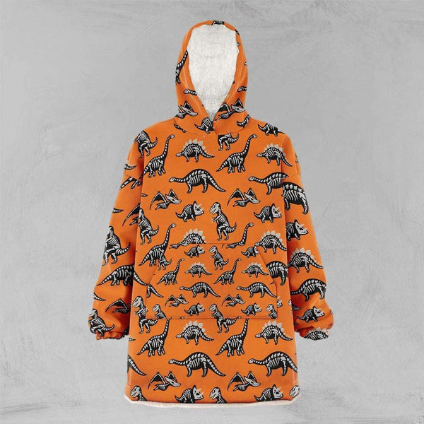 Dinosaur Fossils Dinosaur Fossils Oversized Floofy Hoodie - Orange