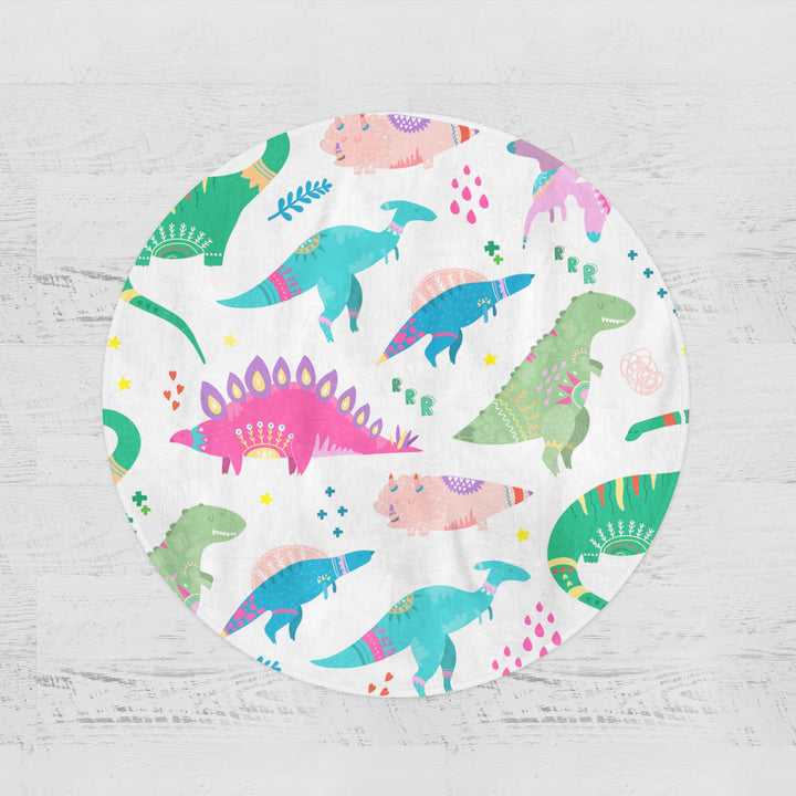 Dinosaur Wonderland Dinosaur Wonderland Round Minky Blanket