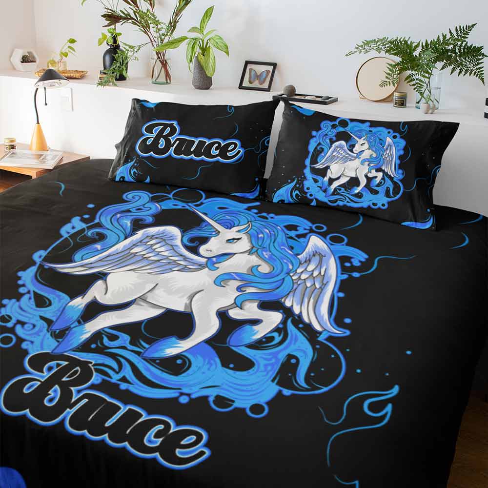 Personalised Fire Unicorn Personalised Quilt Cover Set