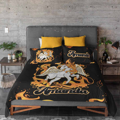 Personalised Fire Unicorn Personalised Quilt Cover Set