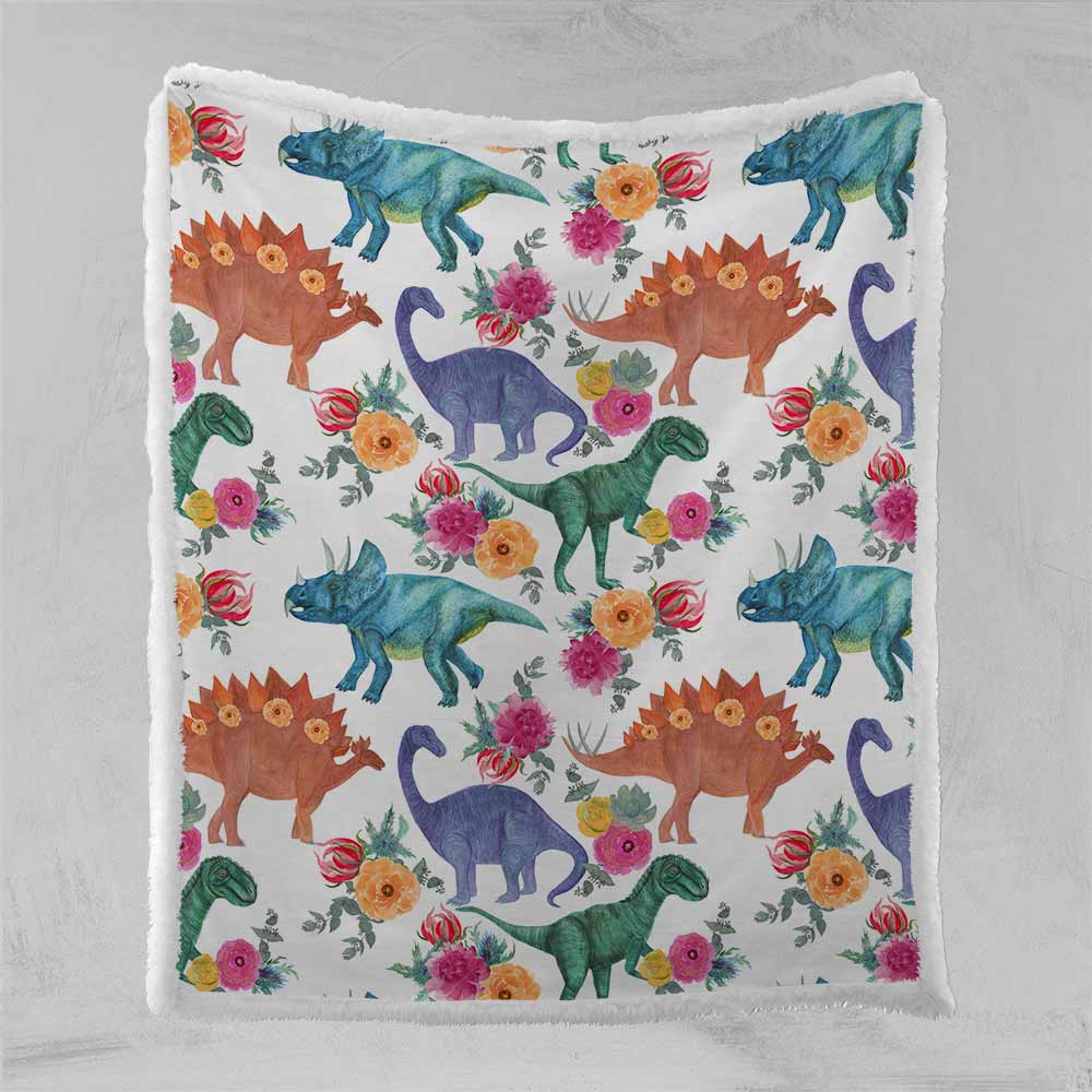 Floral Dinosaurs Blanket-Floral Dinosaurs-Little Squiffy