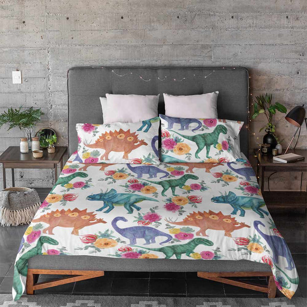 Floral Dinosaurs Quilt Cover Set-Floral Dinosaurs-Little Squiffy