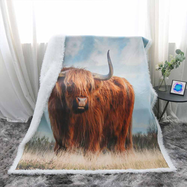 Fluffy Highland Cow Plush Sherpa Blankets Fluffy Highland Cow Blanket