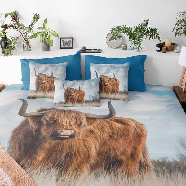 Highland Fluffy Highland Cow Quilt Cover Set