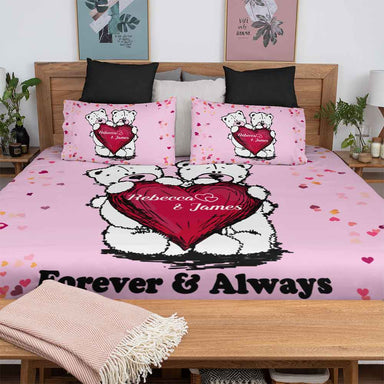 Personalised Teddy Bear Heart Personalised Quilt Cover Set