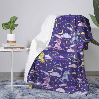 Funky Rainbow Unicorns Funky Rainbow Unicorns Deluxe Minky Blanket