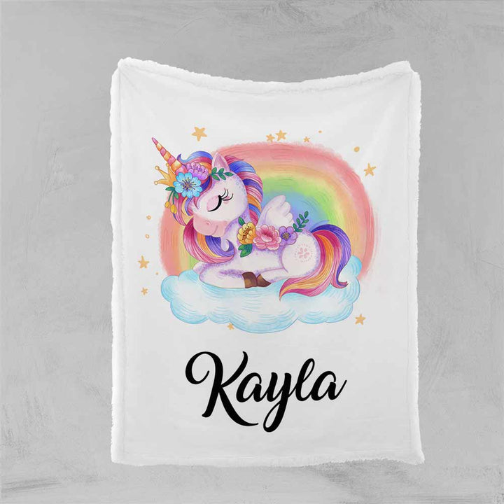 Personalised Plush Sherpa Blankets Goodnight Unicorn Personalised Blanket