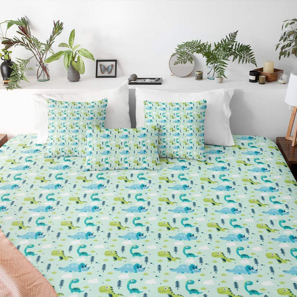 Green Dinosaurs Quilt Cover Set-Green Dinosaurs-Little Squiffy