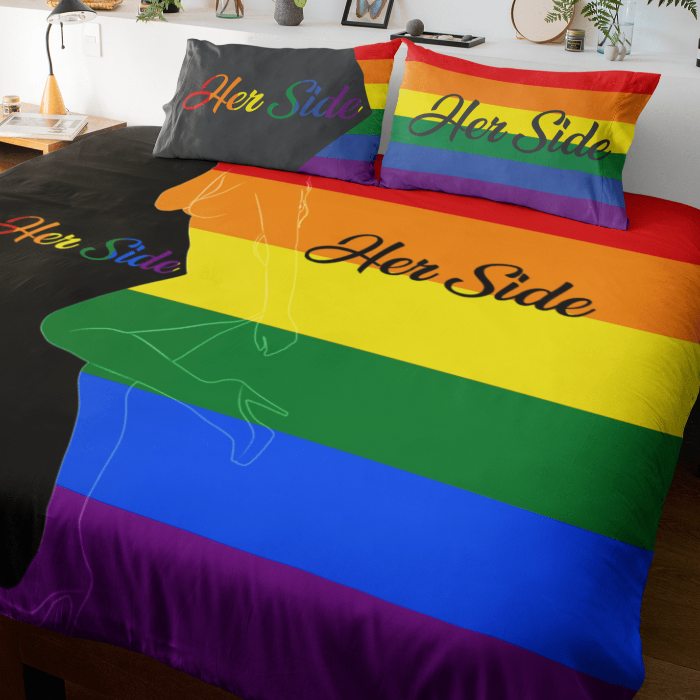 Pride Cot / Rainbow Right Her Side, Her Side Quilt Cover Set