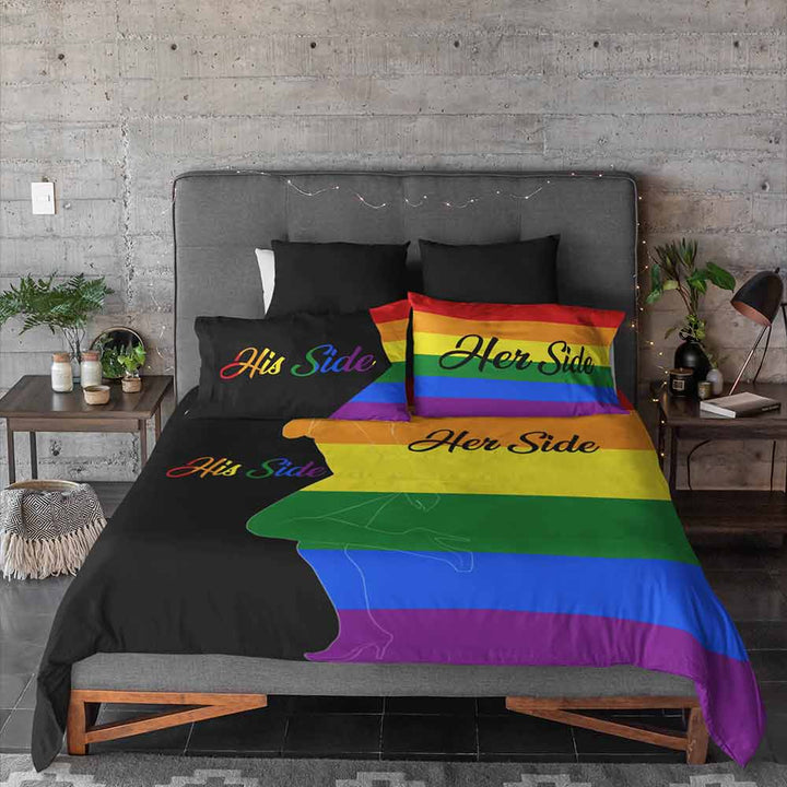 Pride Cot / Rainbow Right His Side, Her Side Quilt Cover Set - Pride