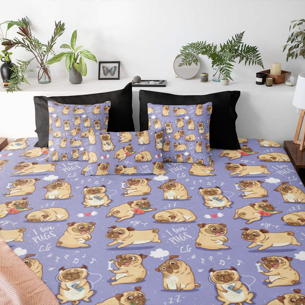 I Love Pugs Quilt Cover Set-Pug-Little Squiffy