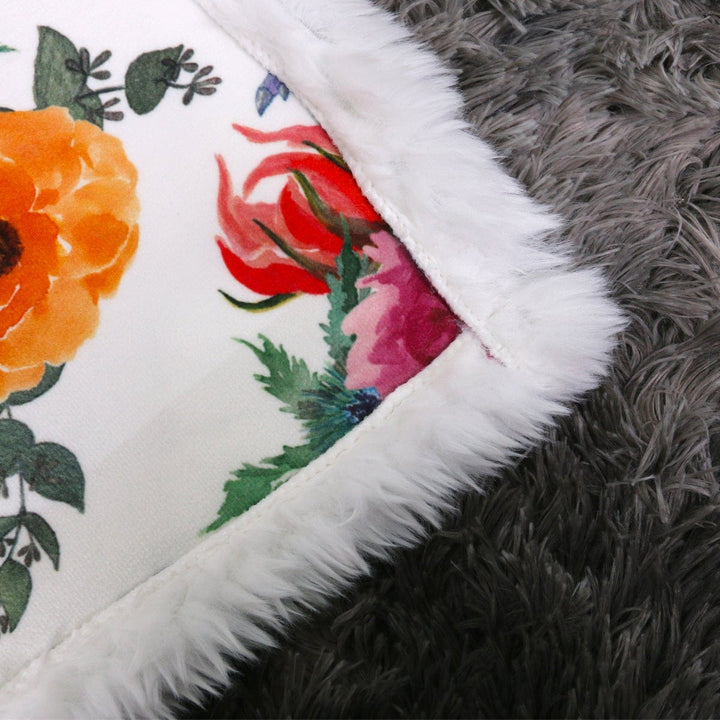 Floral Dinosaurs Plush Sherpa Blankets Floral Dinosaurs Blanket