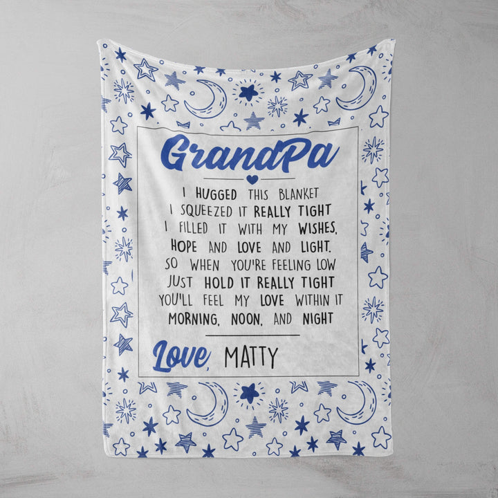 Personalised We Hugged This Personalised Squiffy Minky Blanket - Moon And Stars