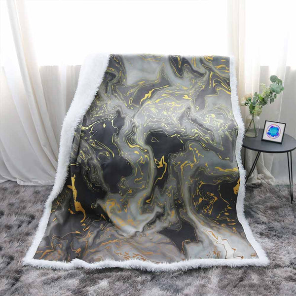 Marble Plush Sherpa Blankets Kiama's Black Marble Blanket