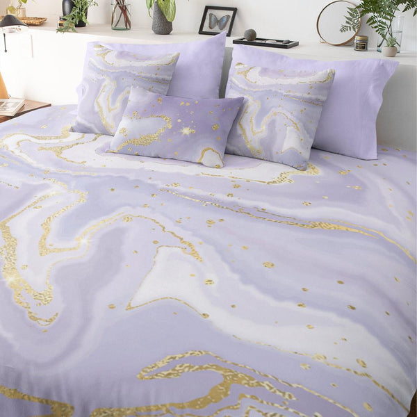 Lavender Marble Quilt Cover Set-Marble-Little Squiffy