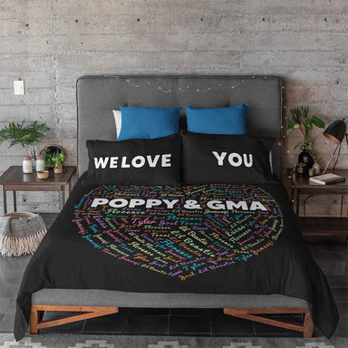 Personalised Love Heart With Names Personalised Quilt Cover Set